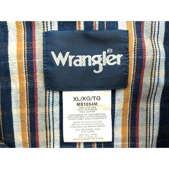 Wrangler Pearl Snap Western Shirt Men's SIze XL Blue Plaid - Picture 5 of 6
